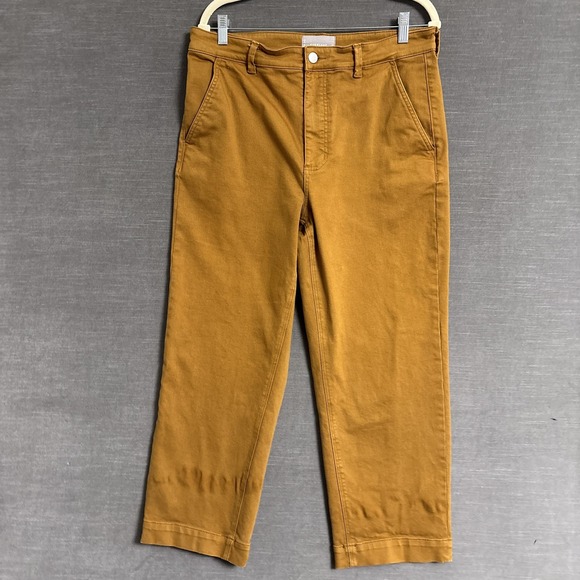 Everlane Pants 14 Mustard Yellow Cropped Stretch Casual Fall Classic Comfort - Picture 1 of 11
